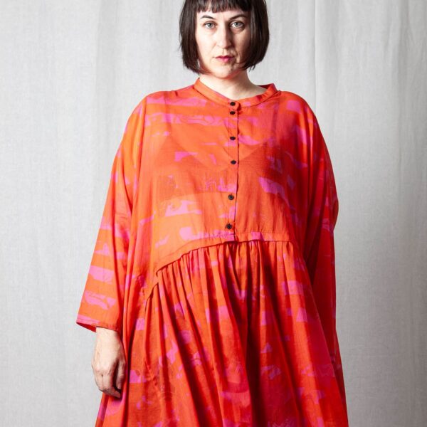 davoco Oversized Cotton Voile Ruffle Tunic – Lightweight & Breezy